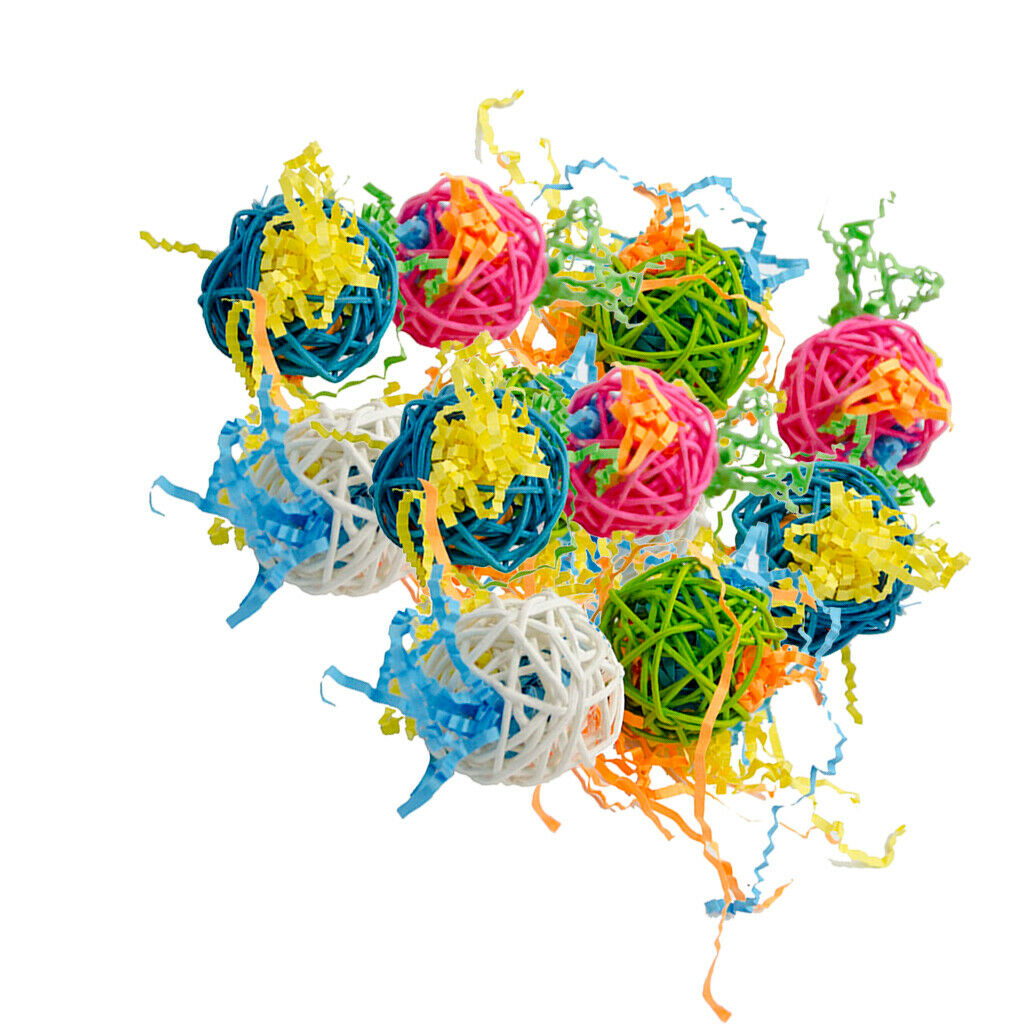 10pcs Colorful Rattan Ball Hanging Small Durable Portative Ball for Bird Parrot