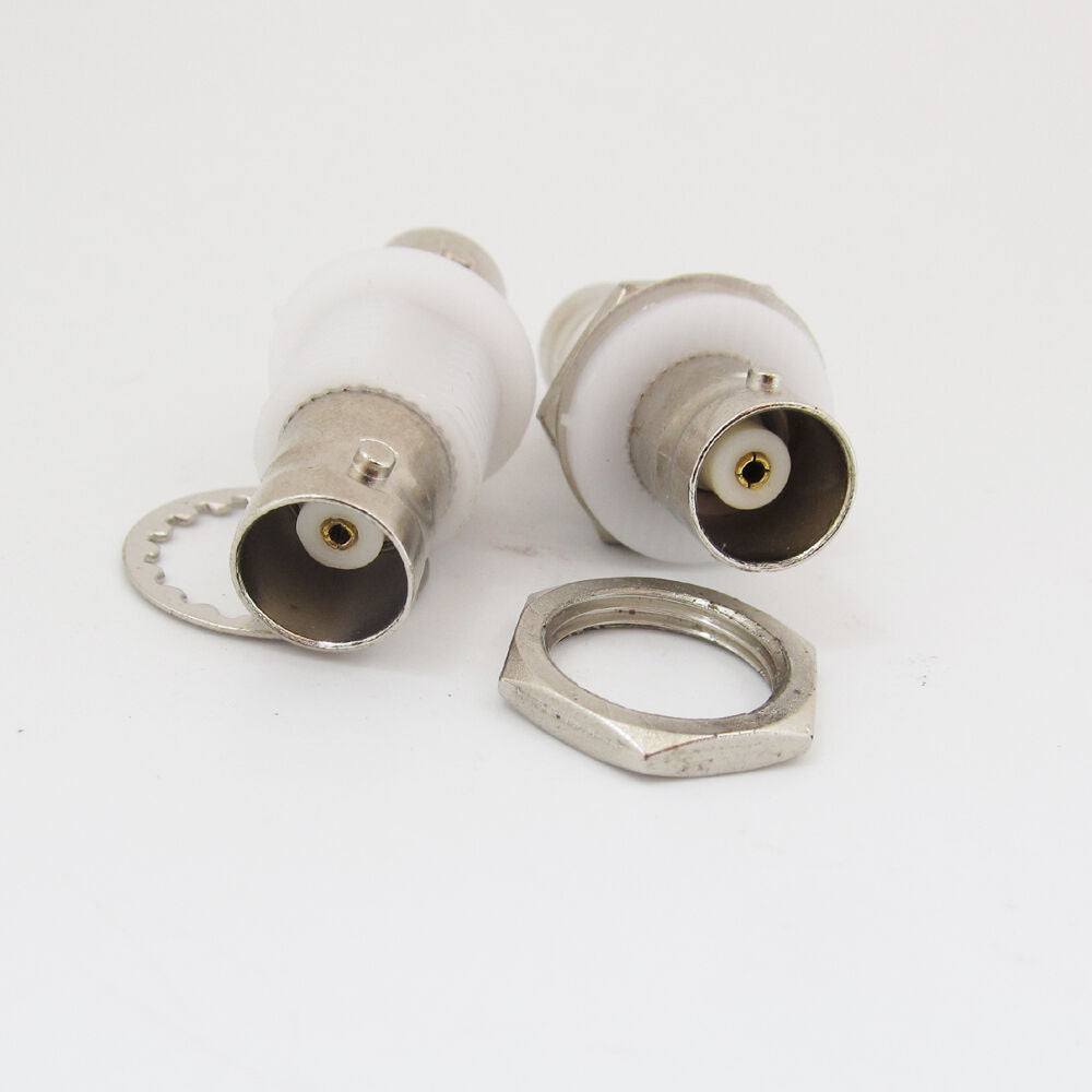 10pcs BNC Female to BNC Female Straight Coupler Adapter Connector White Bulkhead