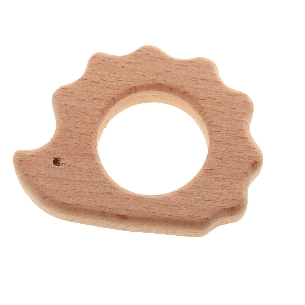 2 pcs Baby Teether Teething Ring Pendants Wooden Hedgehog lowrie Shape