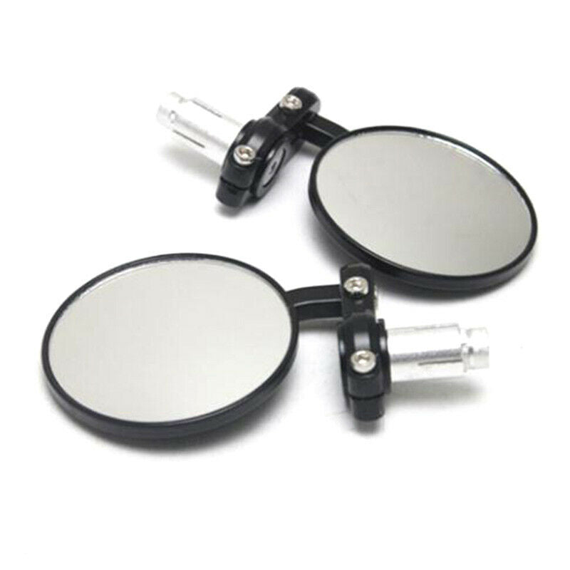 Black Motorcycle Round 7/8" Bar End Rearview Side Mirrors For Bobber Cafe Ra.DD