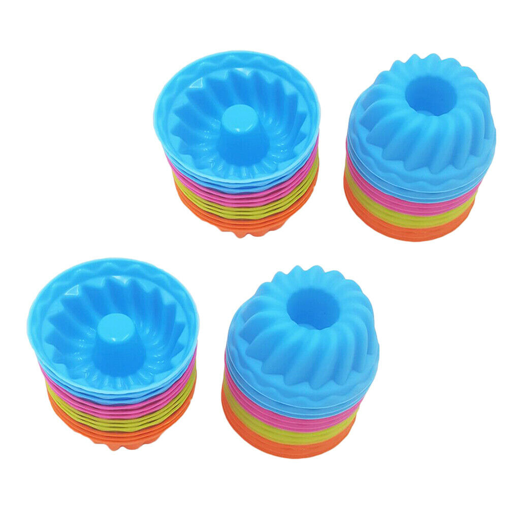 Lot of 24, Silicone Cake Mold Fondant Muffin Jelly Mould BPA Free 6.5x3cm