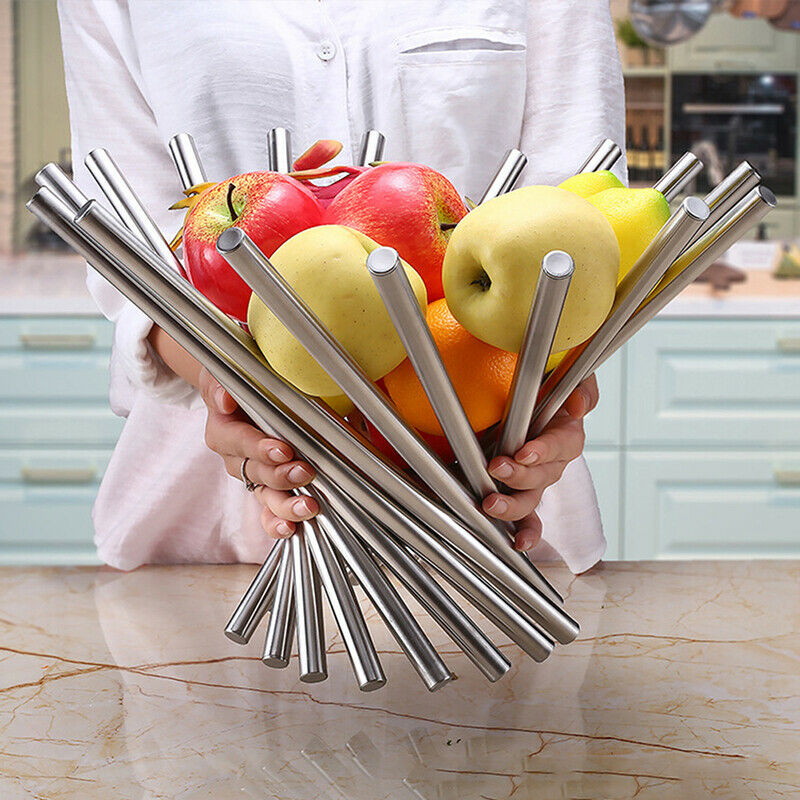 Home Stainless Steel Foldable Fruit Basket Tray Multi Removable Fruit TrayBDAU