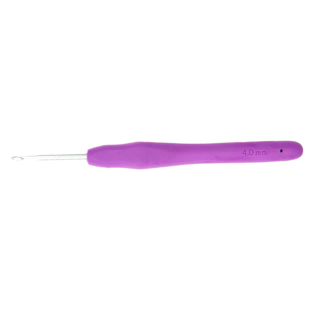 Aluminum Crochet Hook With Soft Grip Knitting Weaving Needles 4.0mm Purple