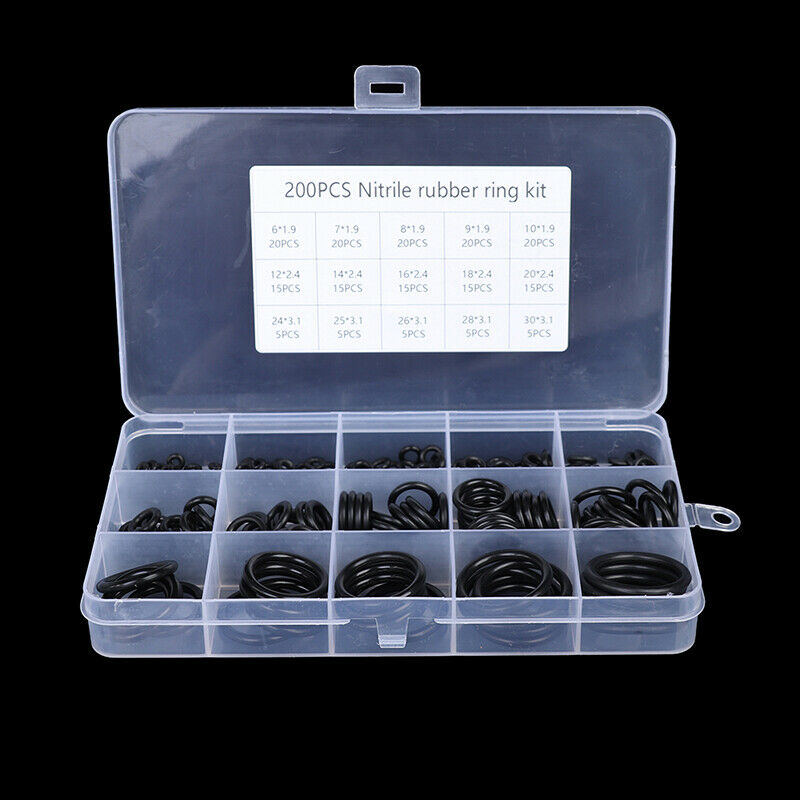 200Pc Rubber O-Ring Washer Assortment Set Hydraulic Plumbing Gasket Seal .l8