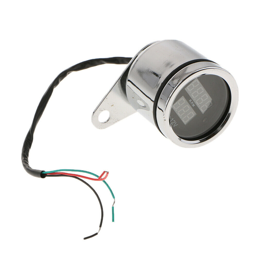 Universal Motorcycle 2 Fuel Tachometer Voltmeter Voltage LED Indicator
