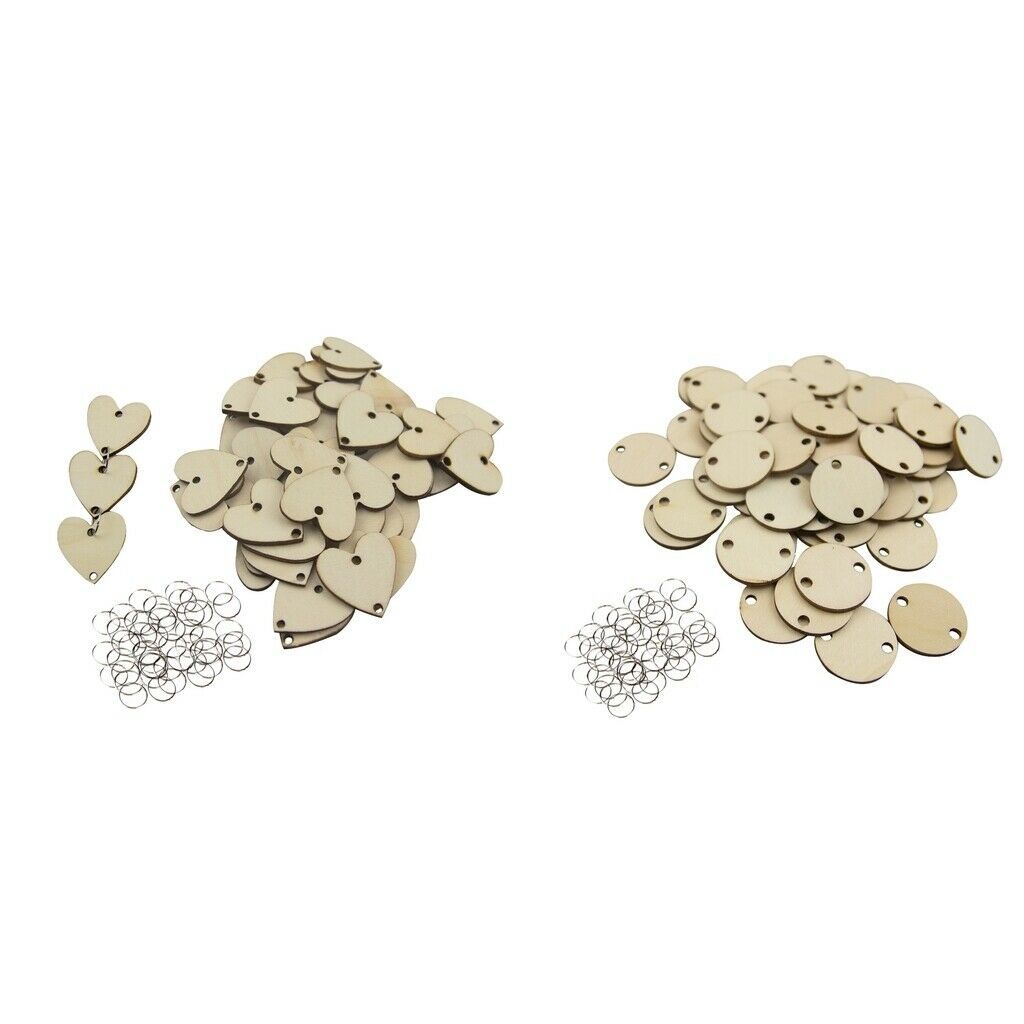 100pcs Heart/Circular Shape Tree Slices Wood Slices Ornament Labels Label With