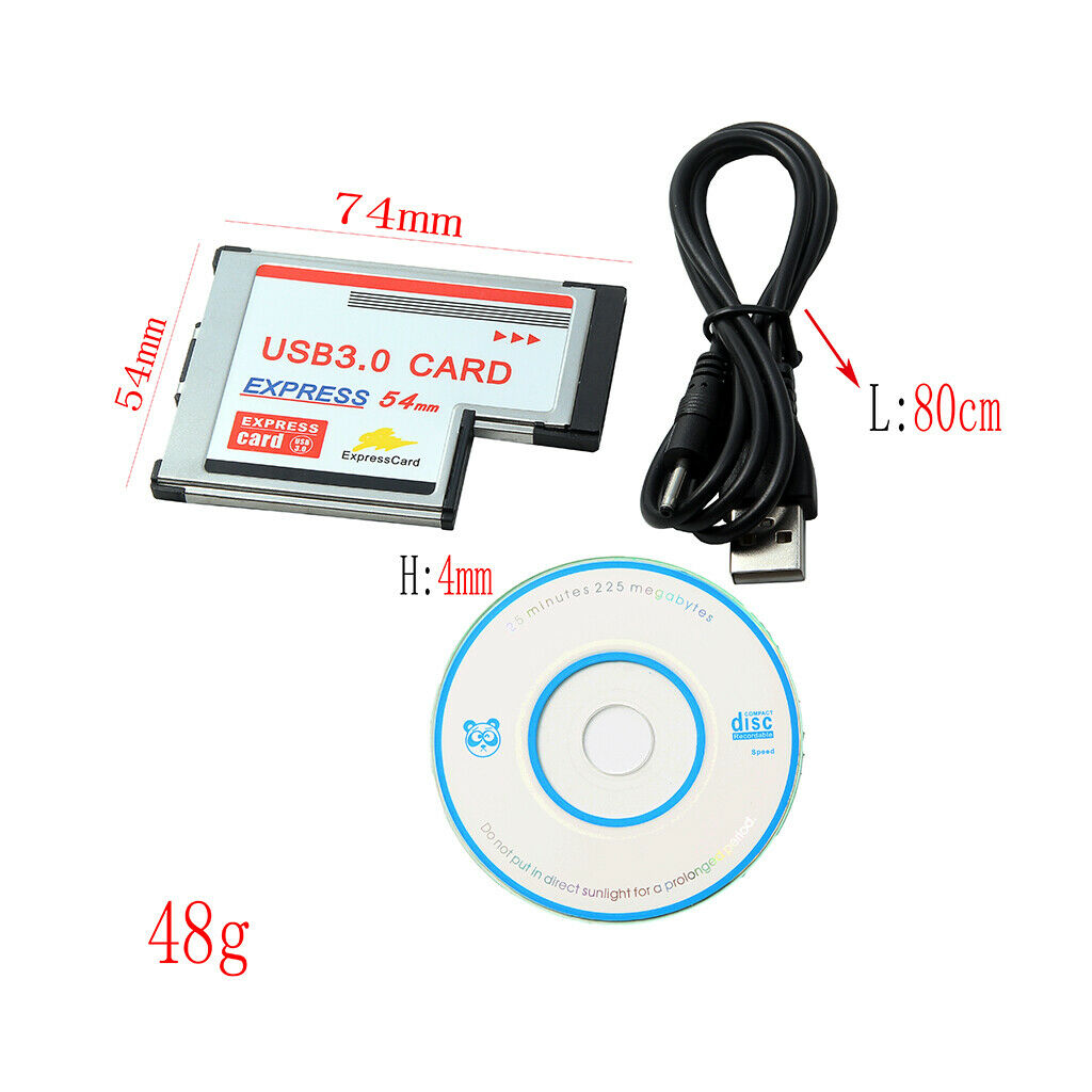54mm Express Card Expresscard to 2 Port USB 3.0 Adapter for Laptop NEC Chip