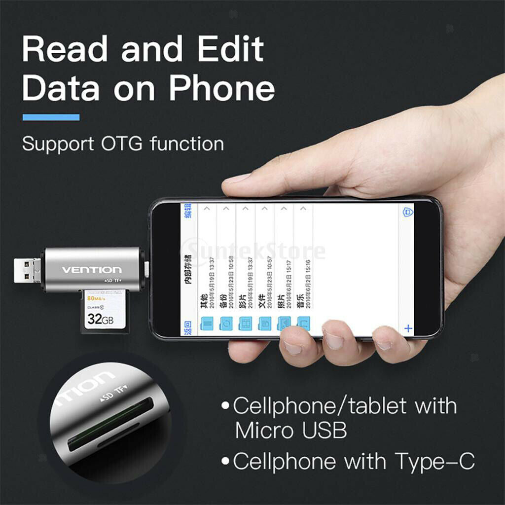 USB2.0 Memory Card Reader High Speed OTG Data Reader for Mobile PC Camera