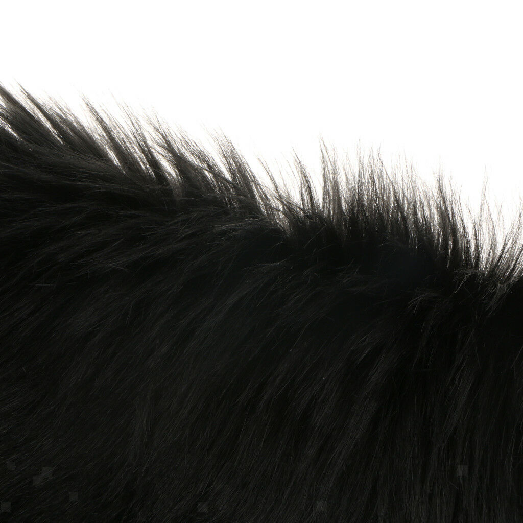 Love Shape Shaggy Silky 5cm Pile Sheepskin Area Rug Mat Floor Bedside Black