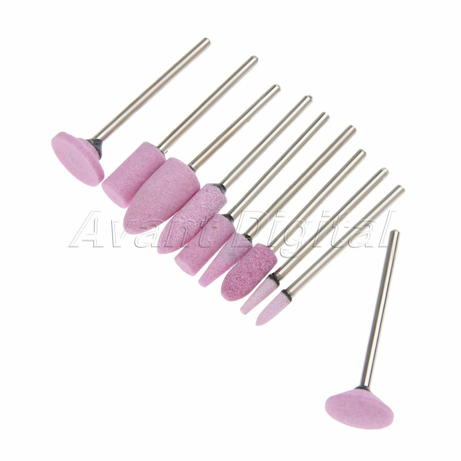 10x Red Corundum Abrasive Grinding Polishing Stone Rotary Tool Kit 2.35mm Shank