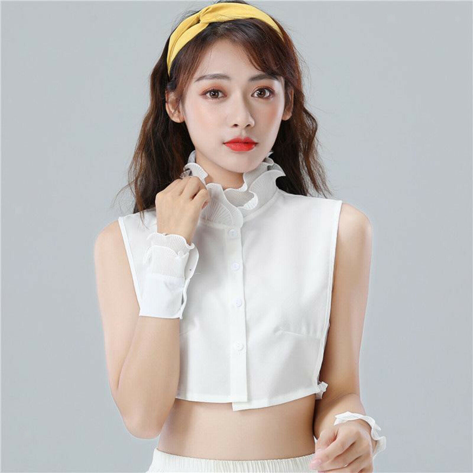 Detachable False Collar and Cuff Cotton Ruffles Women Shirt Clothes Accessories