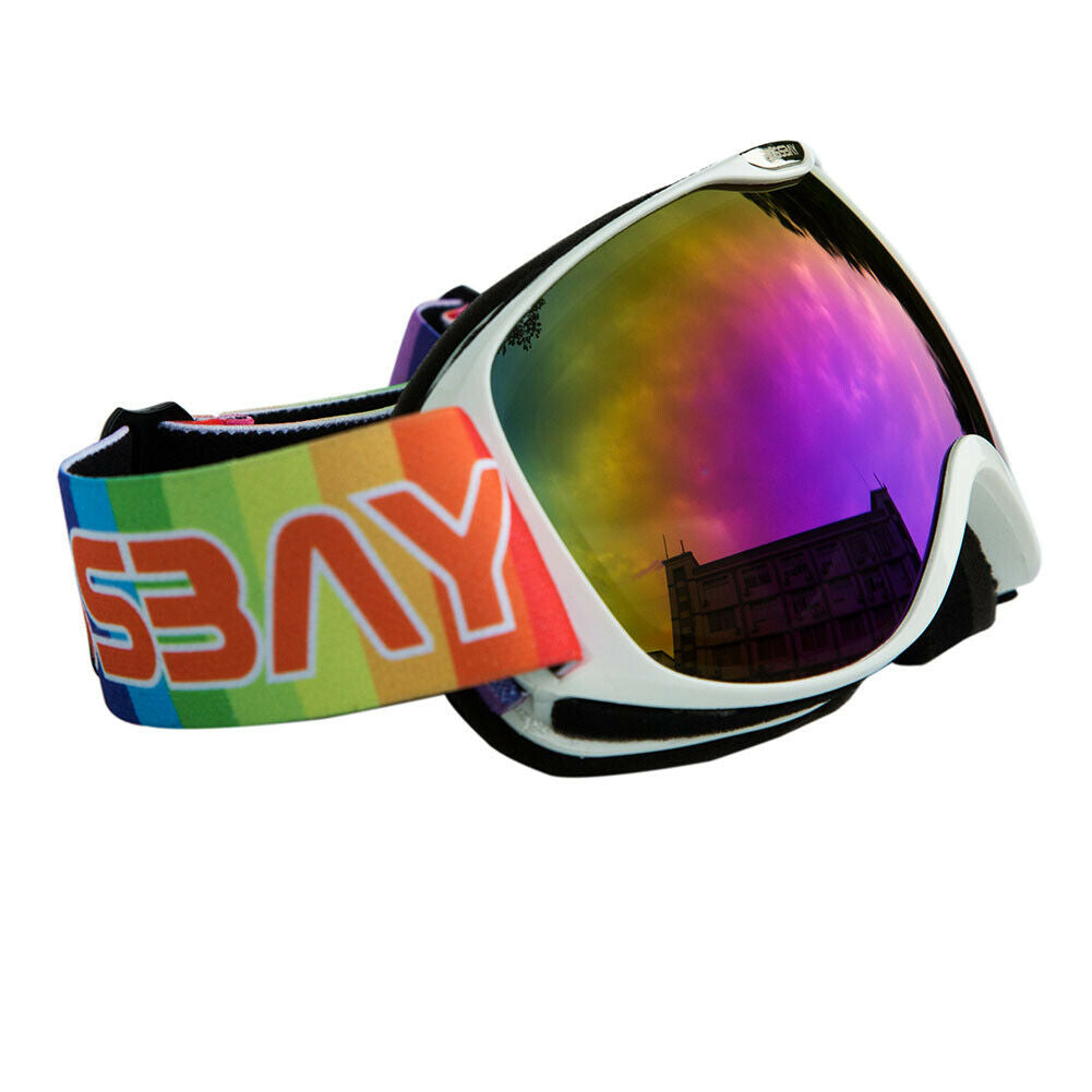 Kids Snowboard Ski Sport Snowmobile Winter Goggles Eyewear Bright White Frame