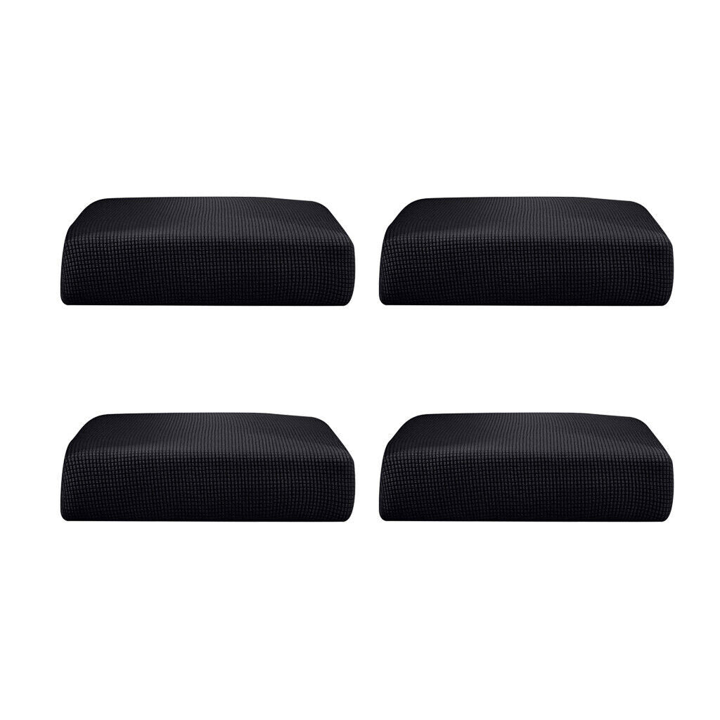 4Pieces Black_Size S Elastic Sofa Futon Seat Bench Cushion Slip Cover Couch