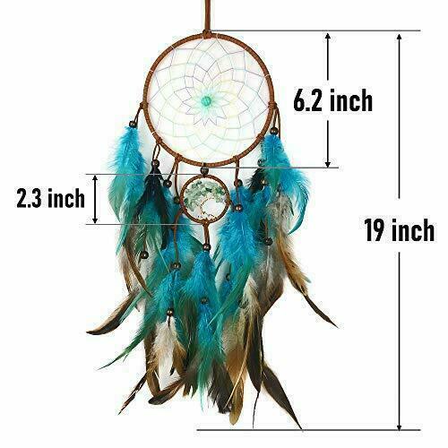 Dream Catcher Blue Tree of Life with Feathers Handmade Indians Traditional