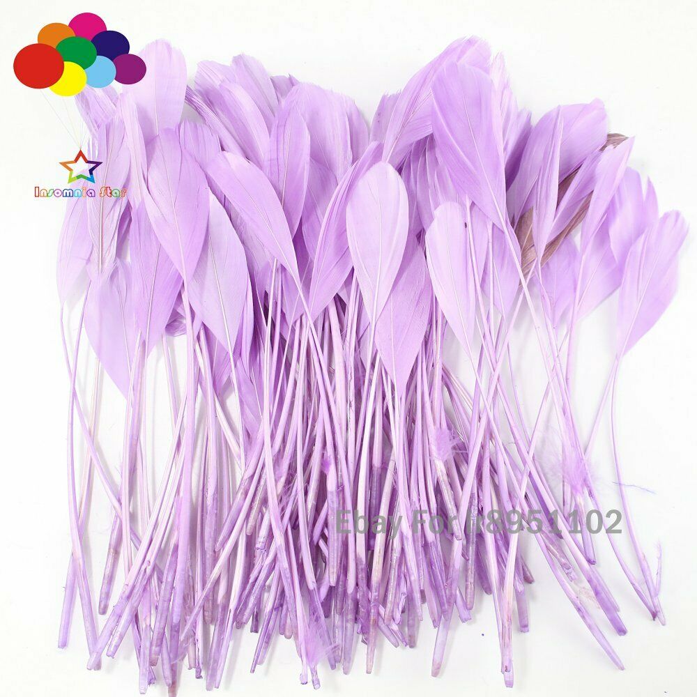 100 Pcs DIY Light purple  Rooster Tail Feather Clothing Party Decoration Coque