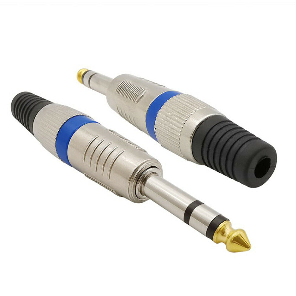 5PCS Stereo Welding Head Microphone Plug Two-Channel Ring Mixer Connector 6.35mm