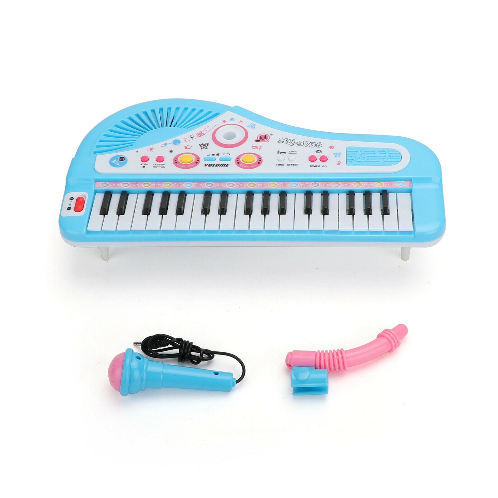 37 Keys Electronic Keyboard Music Kid Electric Piano + Mic & Adapter Blue CA