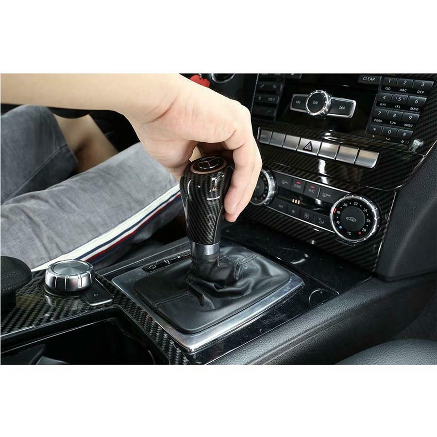 1XCarbon Fiber Gear Knob Shift Trim Cover For Mercedes-Benz W204 GLS C E G Class
