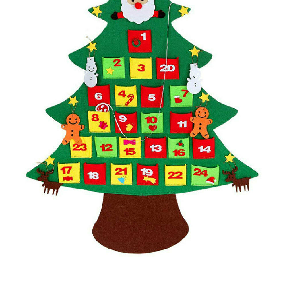 Christmas Advent Calendar Wall Hanging DIY Countdown w/Pockets Xmas Decor New.