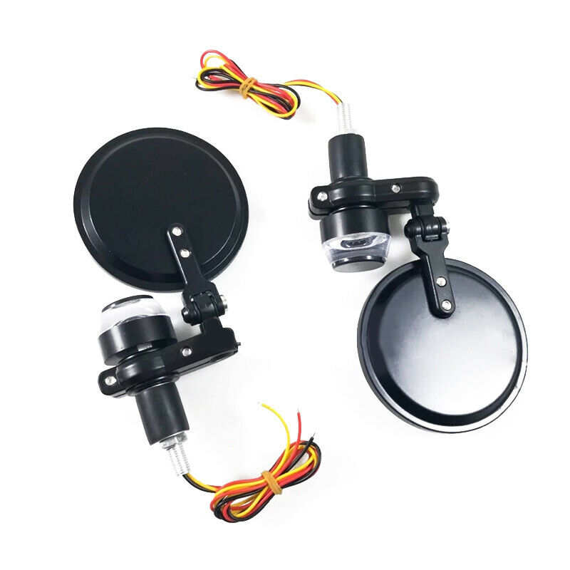 â€‹7/8" Handlebar Motorcycle Scooter Folding LED Light Bar End Reversing Mirrors