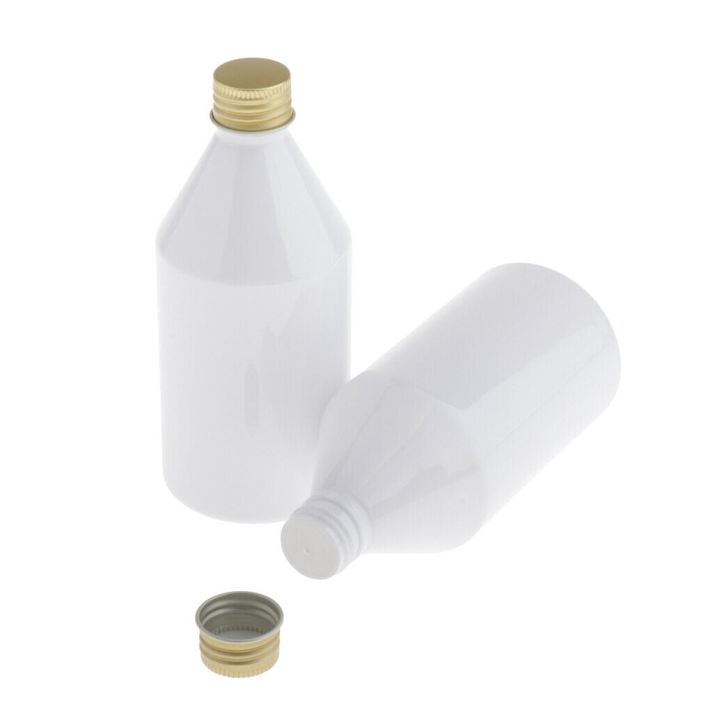 2Pcs Plastic Bottle with Screw Tops Dropper Bottle for Liquids  White+Golden