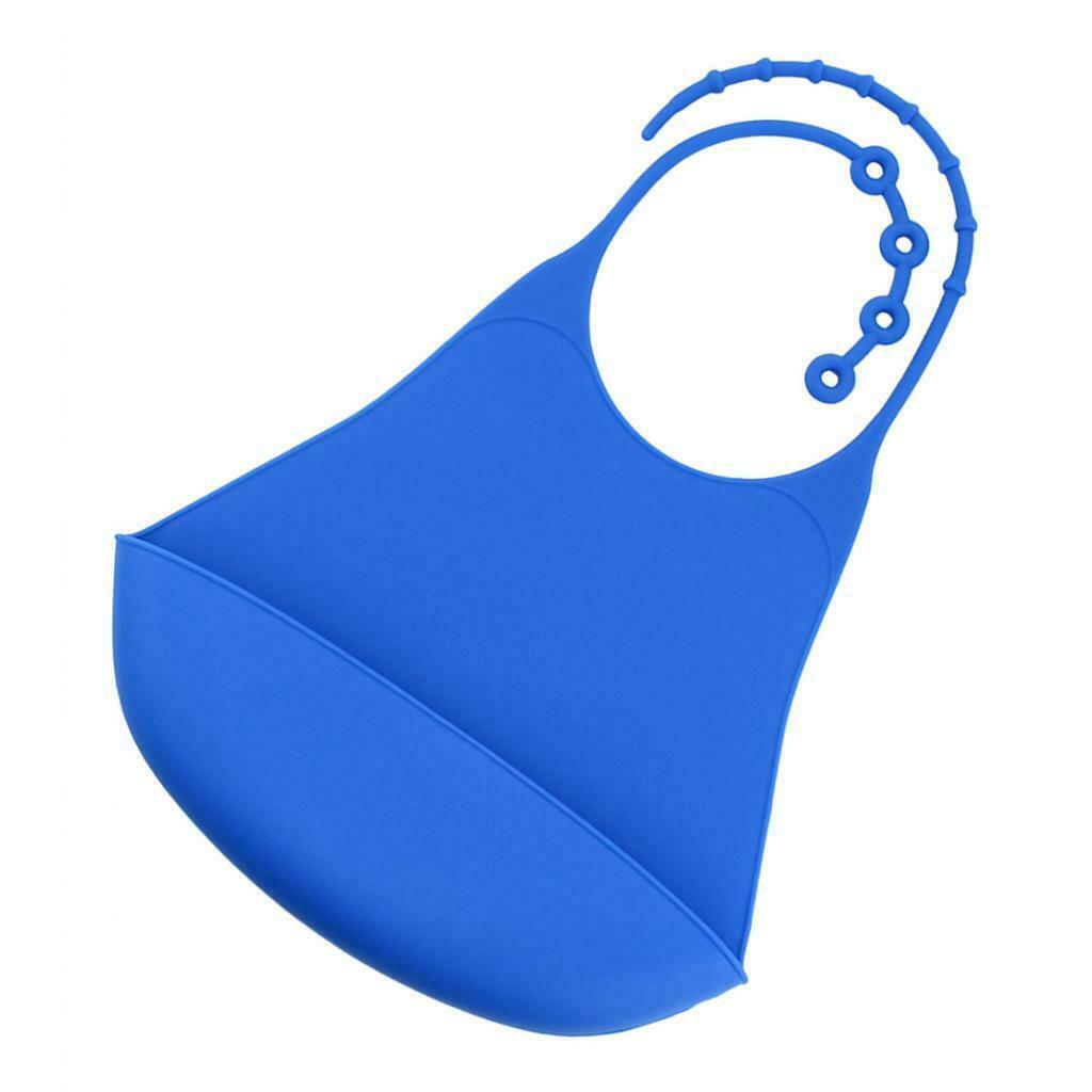 Bib Made of Silicone, with Crumb Protection - Dark Blue