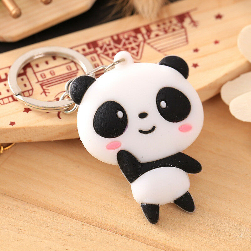 1x Key Ring Keychain Silicone Cartoon Panda Cute Pendant Bag Car Chain Keyring
