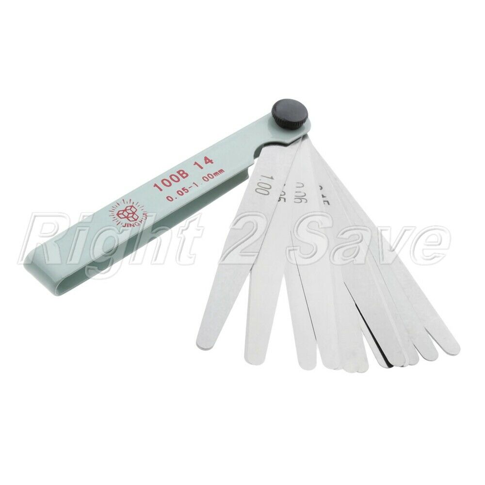 100*14mm Measuring Vehicle Parts 0.05-1mm Metric Filler Feeler Gauge 14 Blades