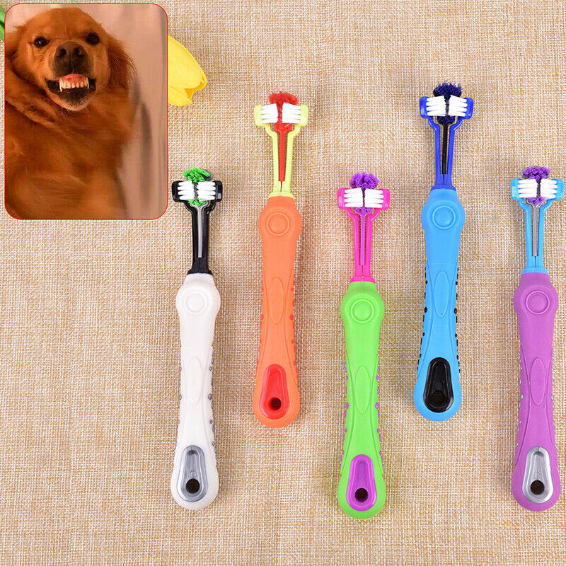 Dogs Toothbrush Three Sided Pets Clean Mouth Teeth Care Cleaning Grooming.l8