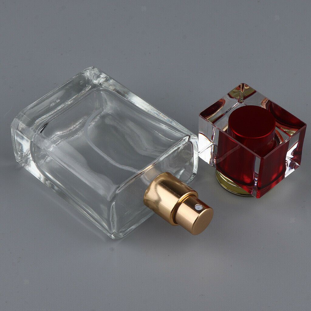 2pcs Empty Glass Perfume Bottles Aftershave Spray Containers 50ml Black/Red