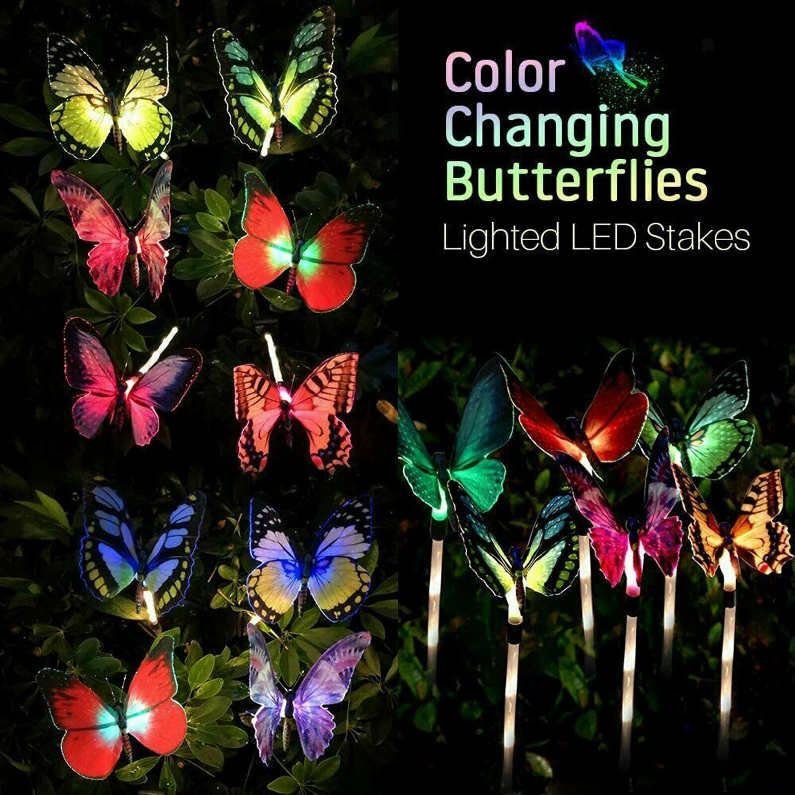 Outdoor Solar Butterfly Garden Lights Yard Lawn Ground Light Holiday Lamp