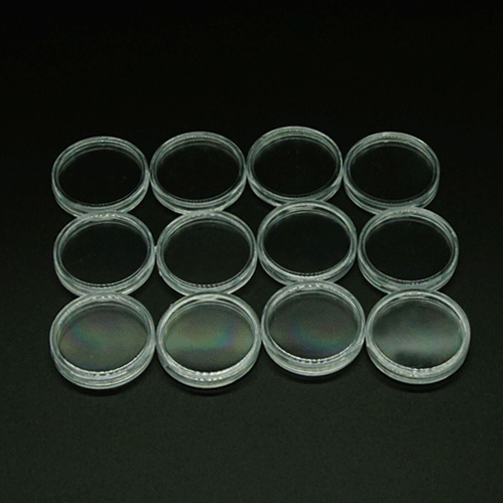 100 Pcs Coin Storage Box Clear Plastic Round Cases Capsules Holder Applied