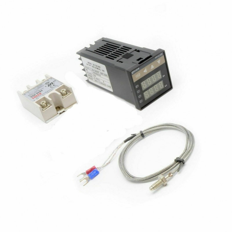 Digital PID temperature controller 100-240V + max 40A SSR + K thermocouple probe