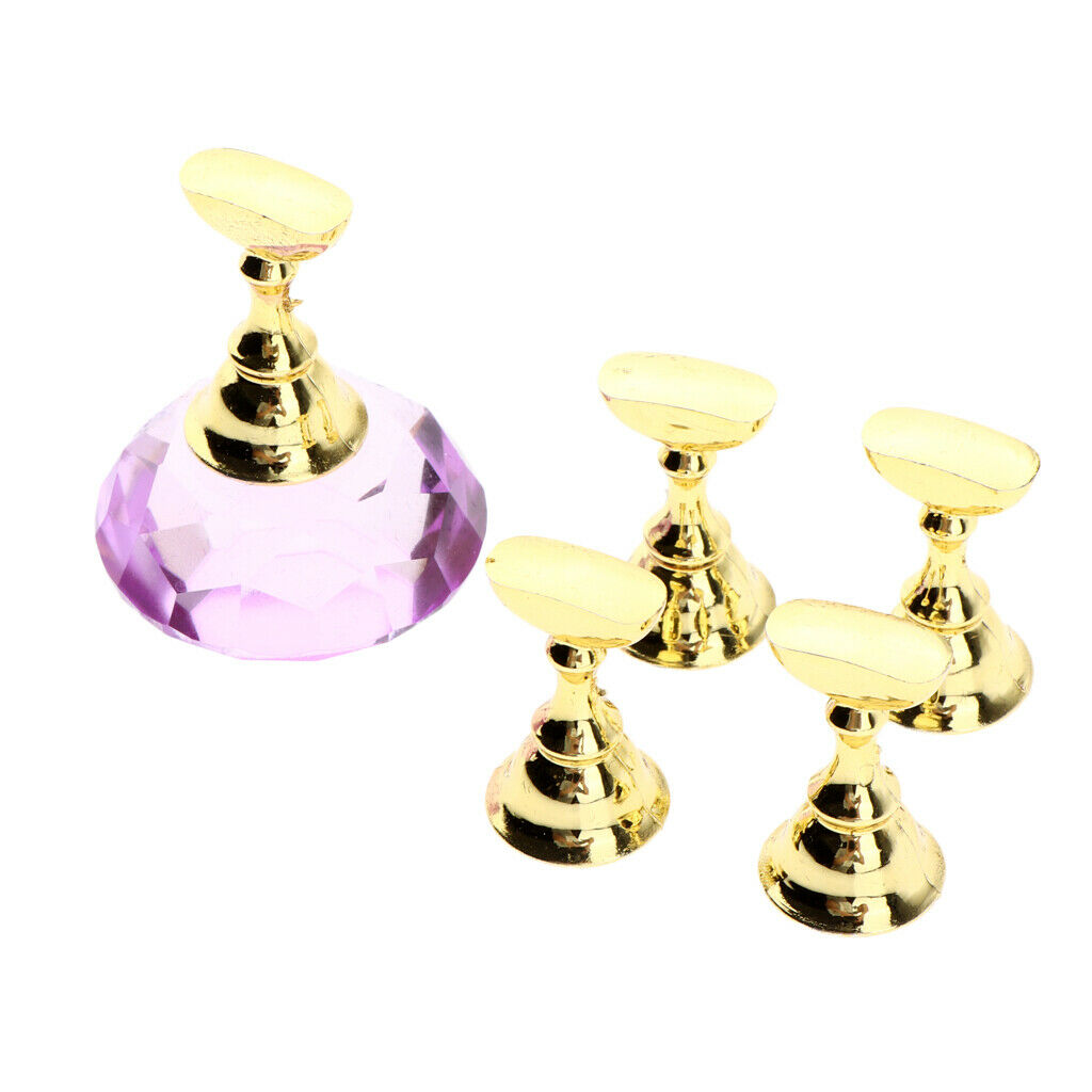 2 Set Magnetic Nail Tips Stand Holder for Art Salon DIY and Practice Purple
