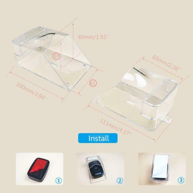 Waterproof Cover for Wireless Doorbell Door Bell Ring Chime Button Transparent