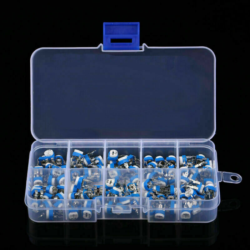 100pcs 10 Valeur PotentiomÃ¨tre Variable RÃ©sistance Assortiment BoÃ®te Kit (S90)