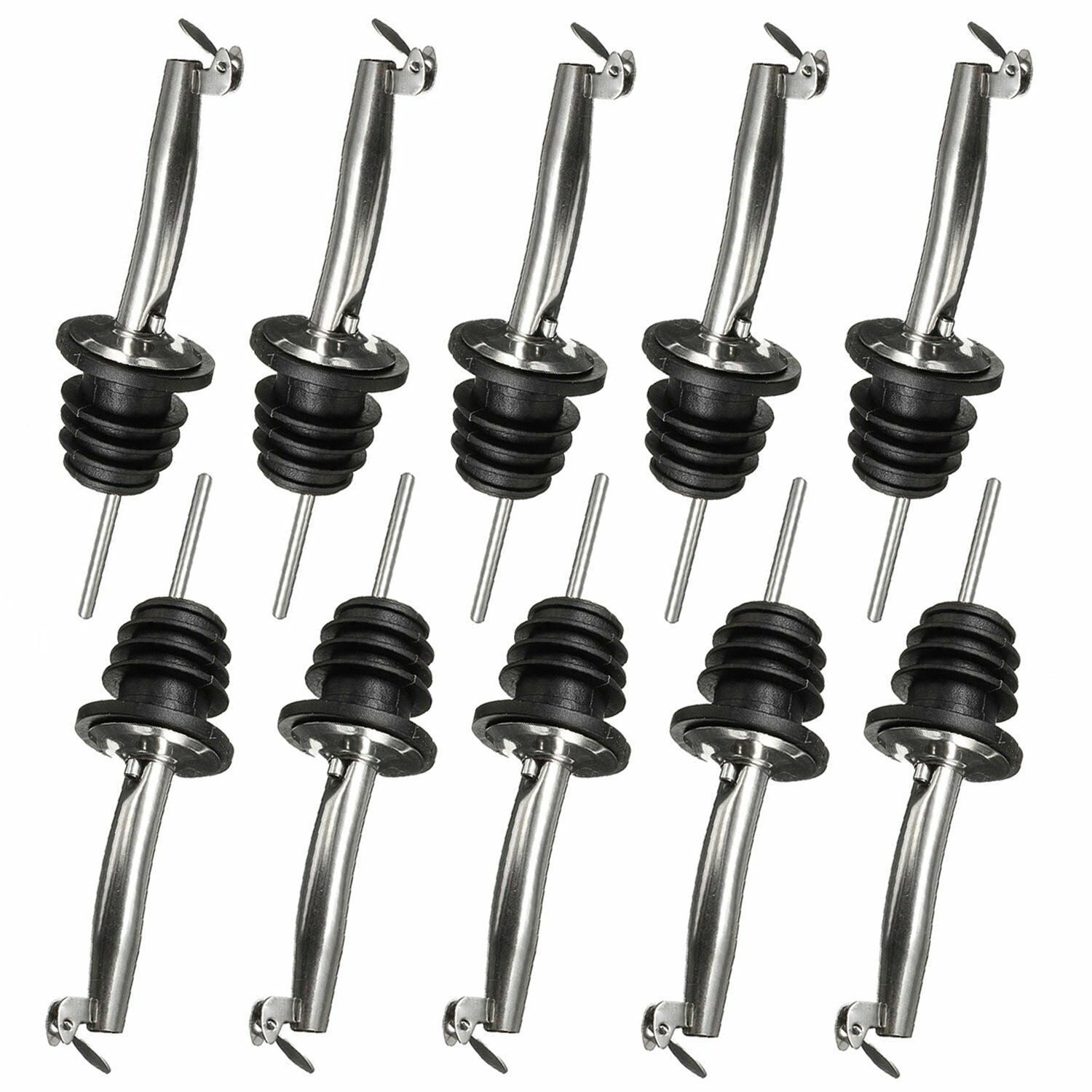 10 x 304 Stainless Steel Wine Pourers Bottle Stoppers Spouts Liquor Bar Oil Flow