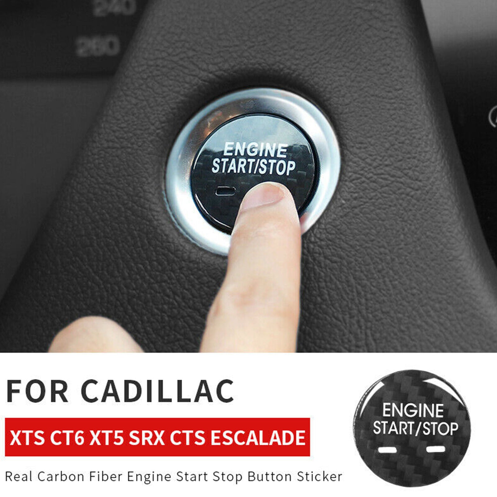 Carbon Fiber Engine Start Stop Button Cover Trim For Cadillac XTS CT6 XT5 SRX