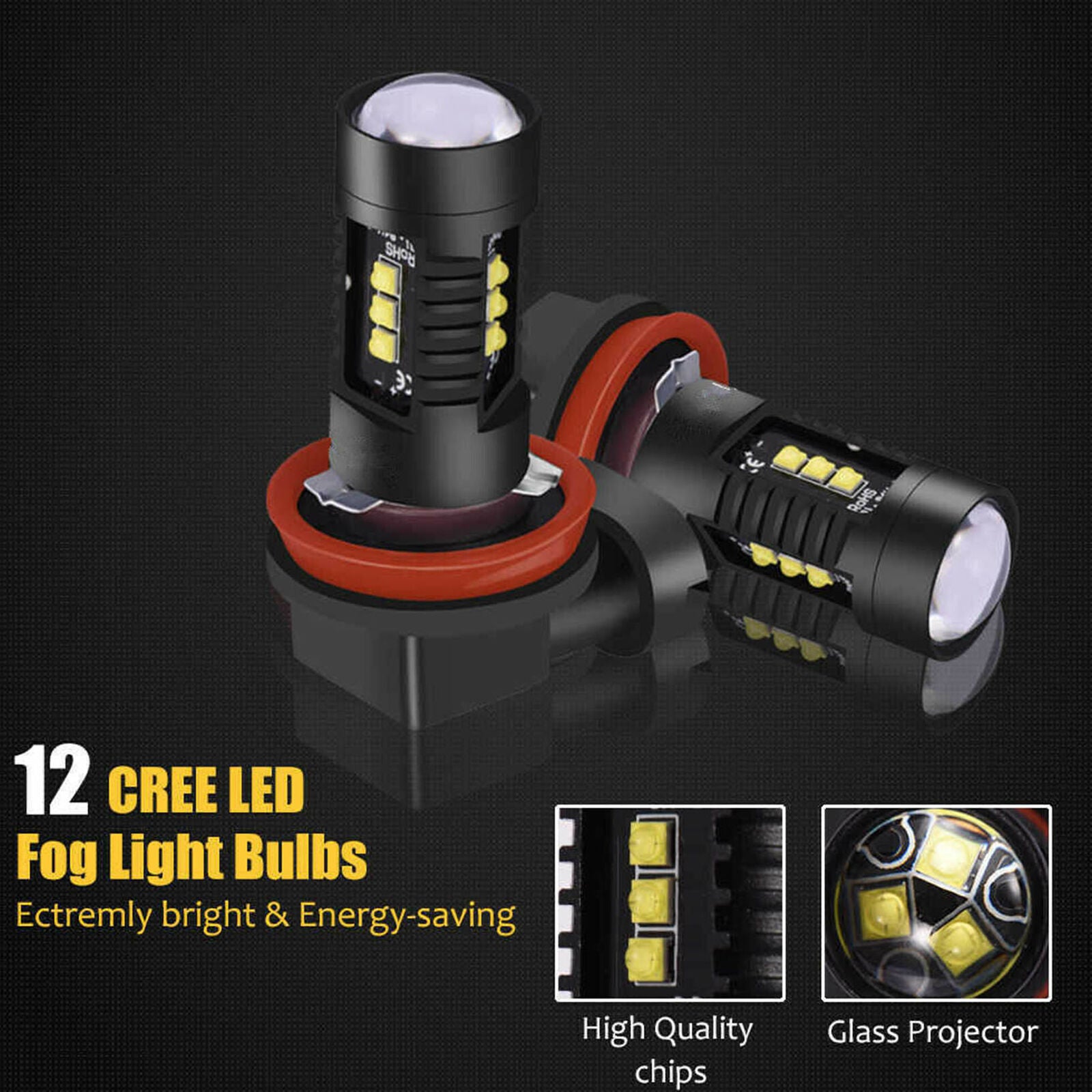 2 H11 LED Projector Fog Light DRL 11W No Error For Audi A3 A4 A5 S5 A6 Q5 Q7 TT