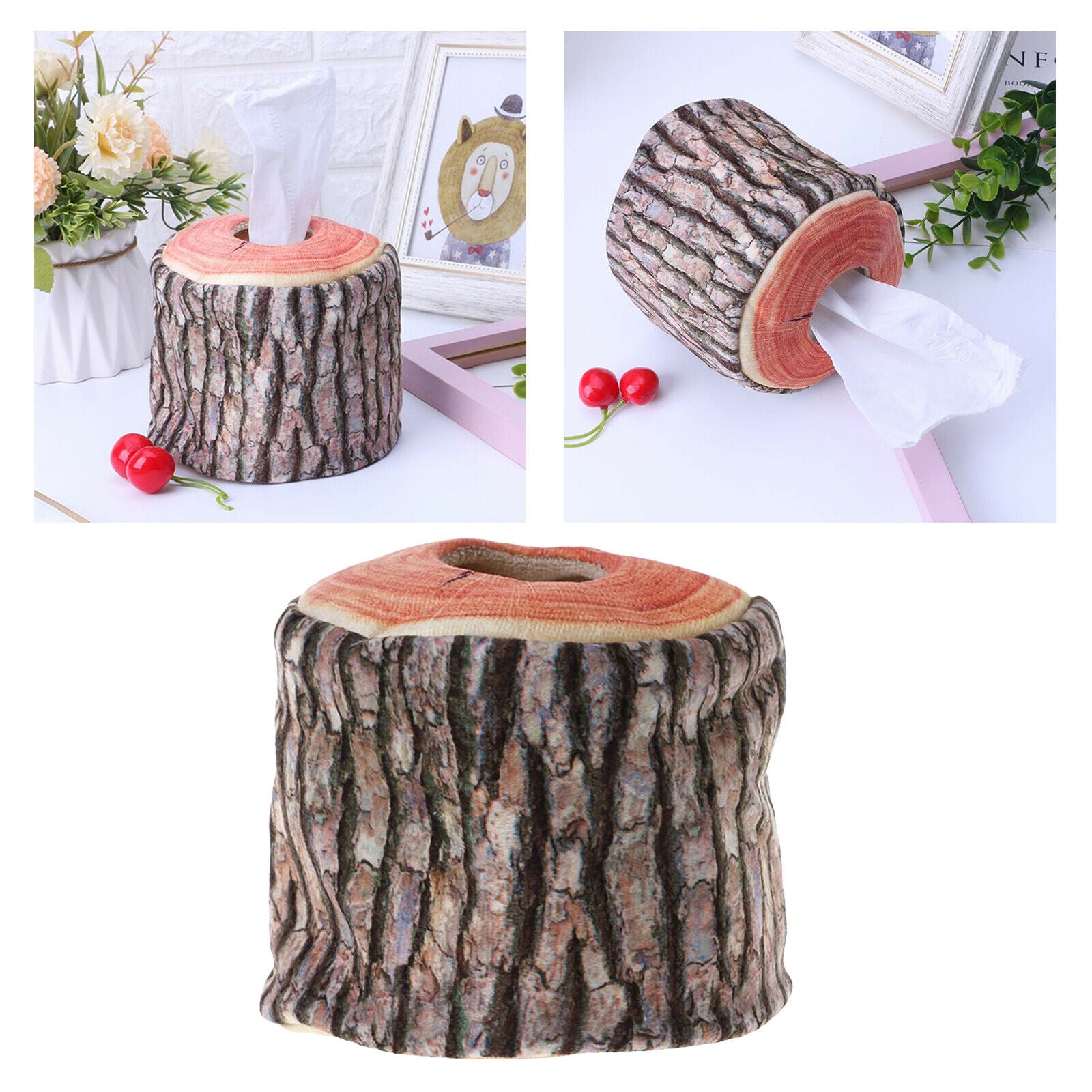 Premium Tree Bark Tissue Box Napkin Holder for Car Camping Office Decor