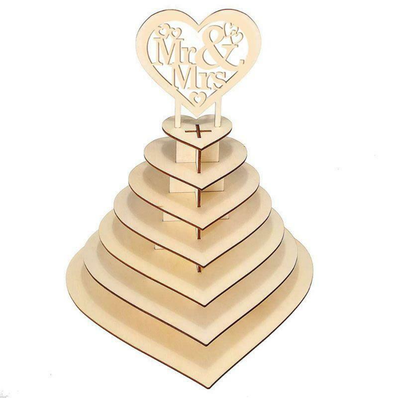Mr & Mrs Wooden Chocolate Candy Heart Wedding Centrepiece Display Stand Holder
