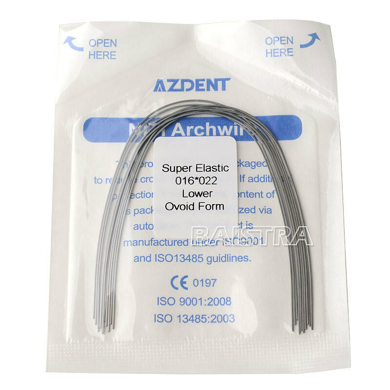 100X Dental Ortho Niti Arch Wires Rectangular 16X22 Lower Super Elastic Natural