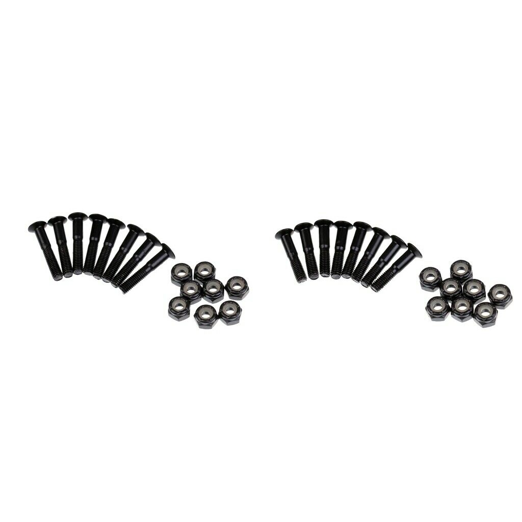 16pcs Skateboard Screws Nuts Heavy Duty Carbon Steel Longboard Head Deck Wheel