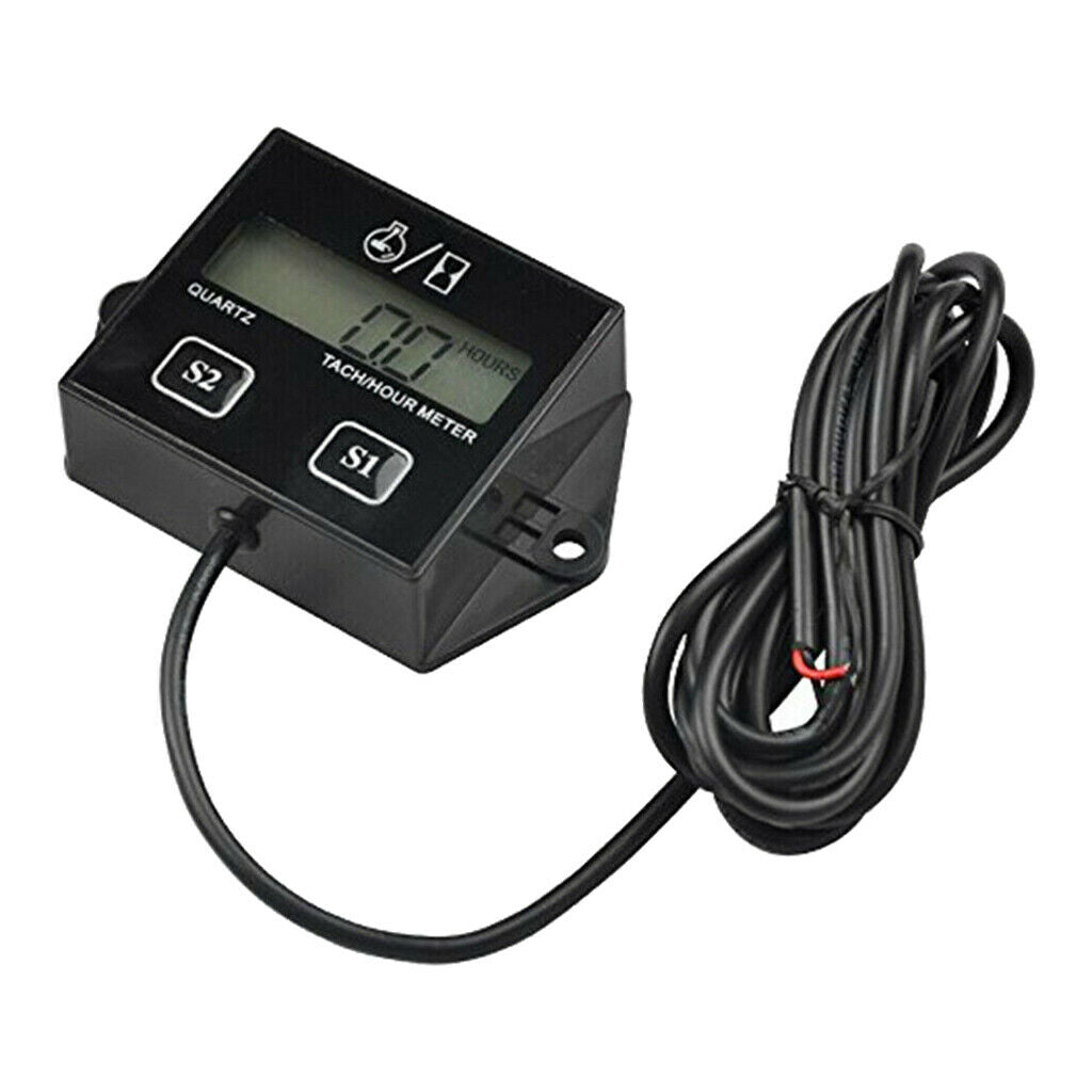 Tach Hour Meter LCD 2/4 Stroke Tachometer Gasoline Gas Engine Motor Boat