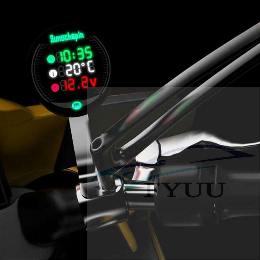 9-24V 5in1 Night Vision Motorcycle Voltmeter volt gauge Thermometer volt meter