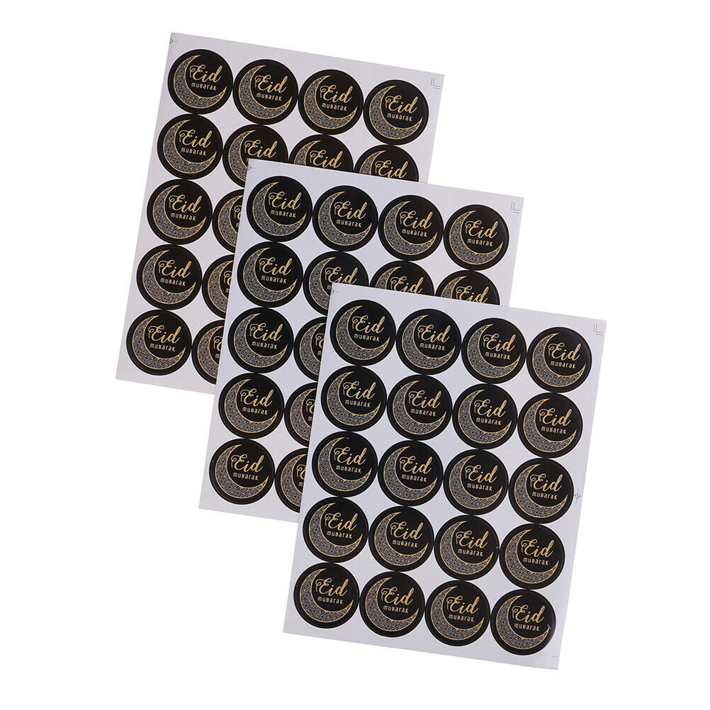 60pcs Eid Mubarak Paper Stickers Gift Seal Labels Islamic Ramadan Party D.l8