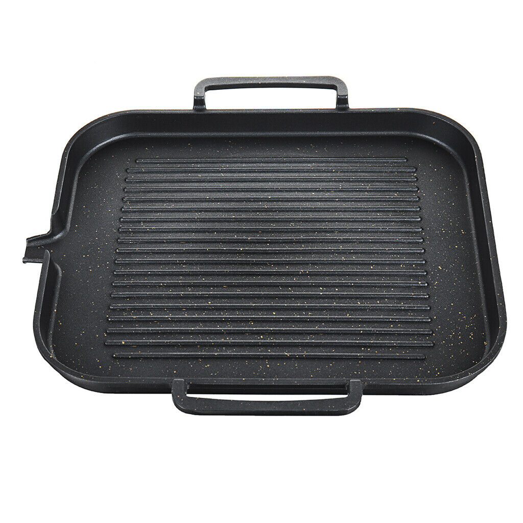 Grill Pan Non-stick Cooking Aluminum Alloy Steak Frying Pan Camping BBQ