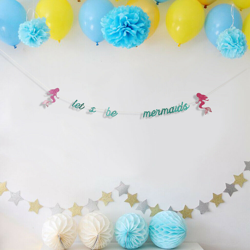 Let's Be Mermaid Garland Mermaid Theme Party Banner Decor
