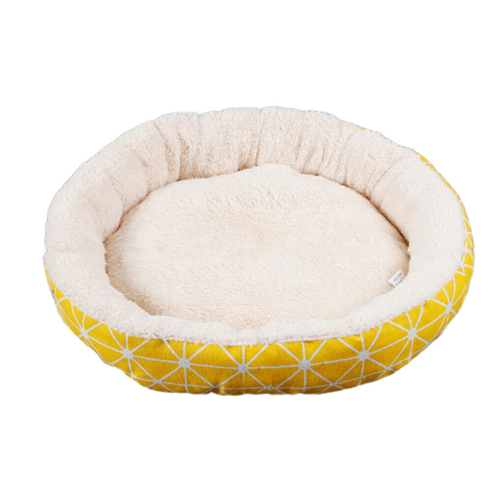 Small Dog Sleeping Bed Cozy Comfortable Nest For Small Dog Cat Yellow Grid-L