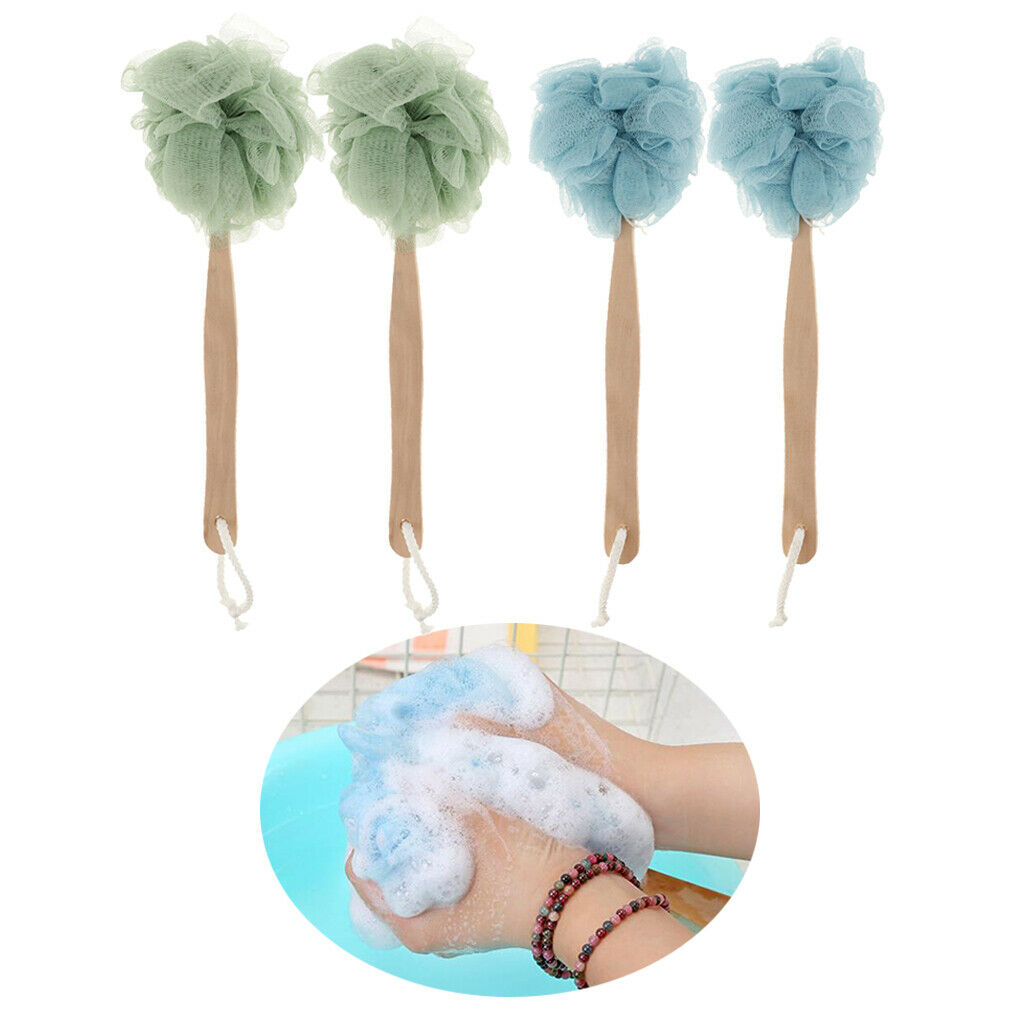 Pack of 4 Body Brush Puff Sponge Back Scrubber Exfoliator Face Washing